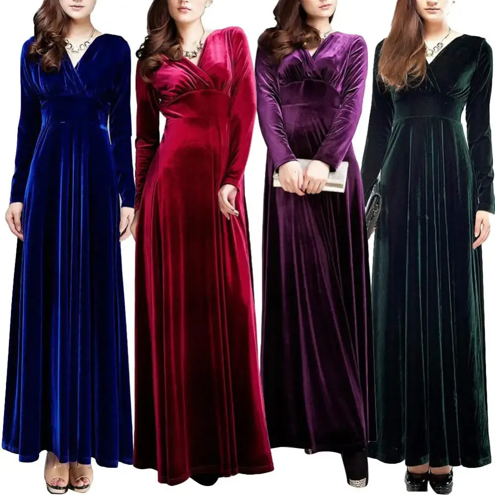 Aazon.co: ABEHIK Woen Long Sleeve Velvet Dress Elegant Fall Winter