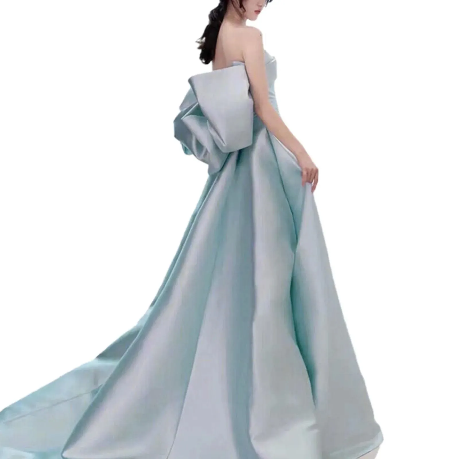 Strapless Princess Evening Dress Floor-Length Chiffon Tube Top Wedding Gown  with Light Bowknot from Dhgate Basic & Casual Dresses - price 155.16