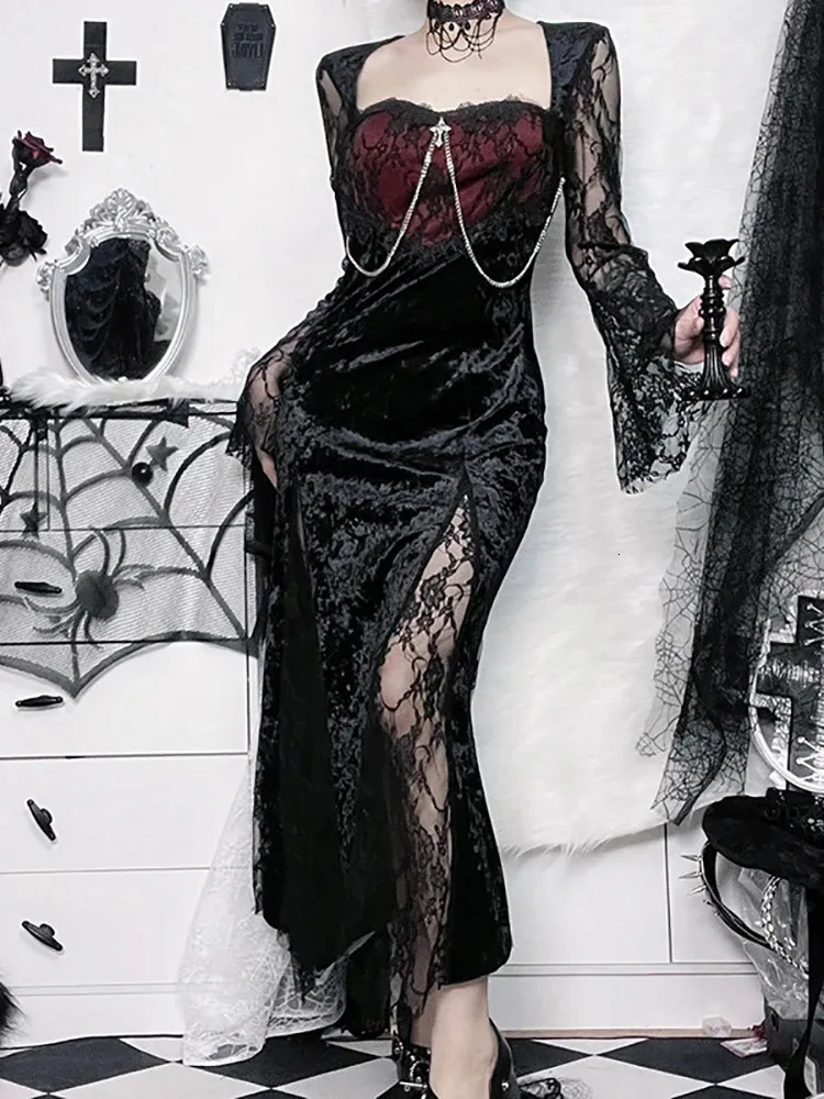 grunge black dress aesthetic Grunge Aesthetic Eyes Print Maxi Dress main image 0