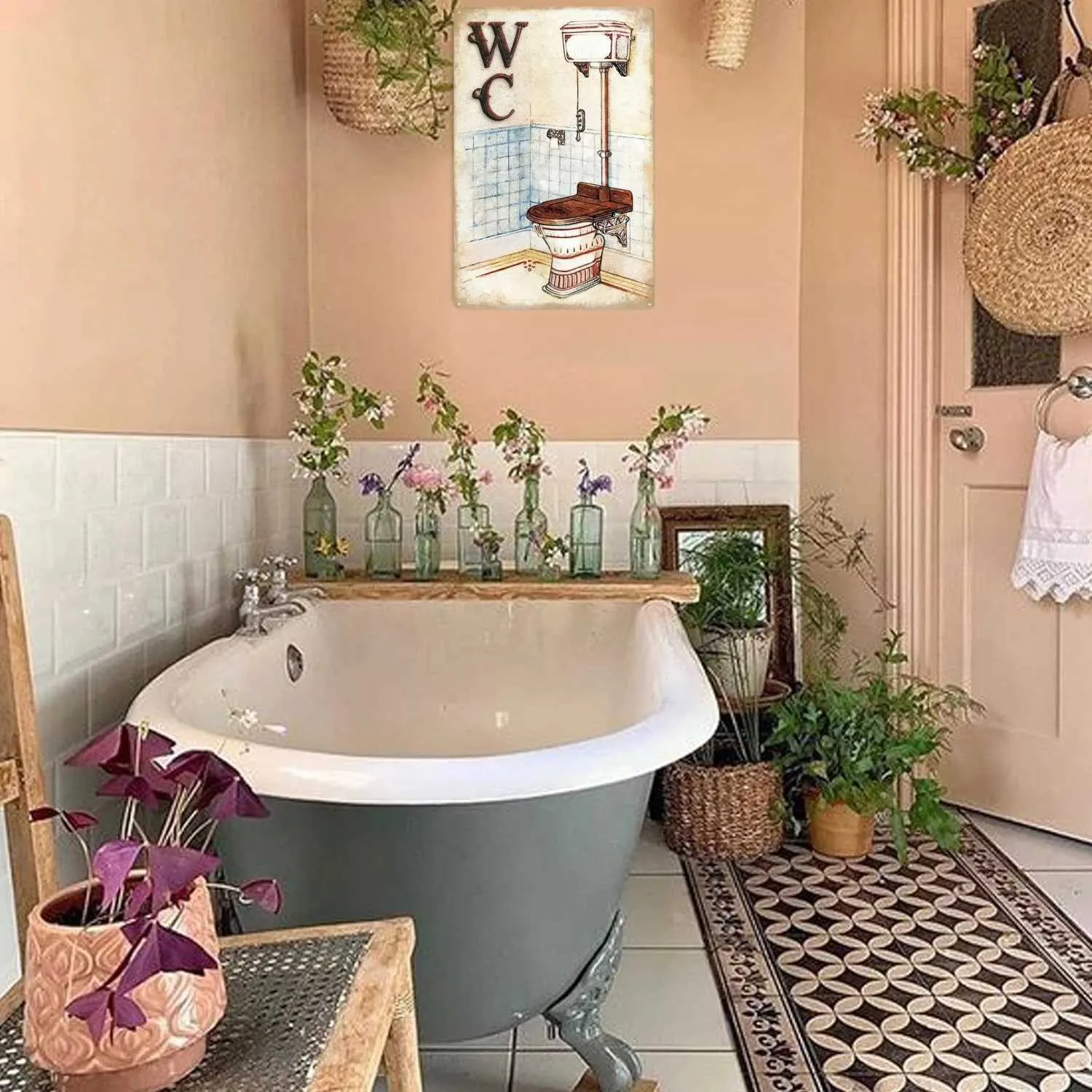 Targa Divertente Per Bagno In Metallo Vintage - Cartello Umoristico Per WC, Decorazione Da Parete Per Casa, Bar O Garage - 20x30 Cm