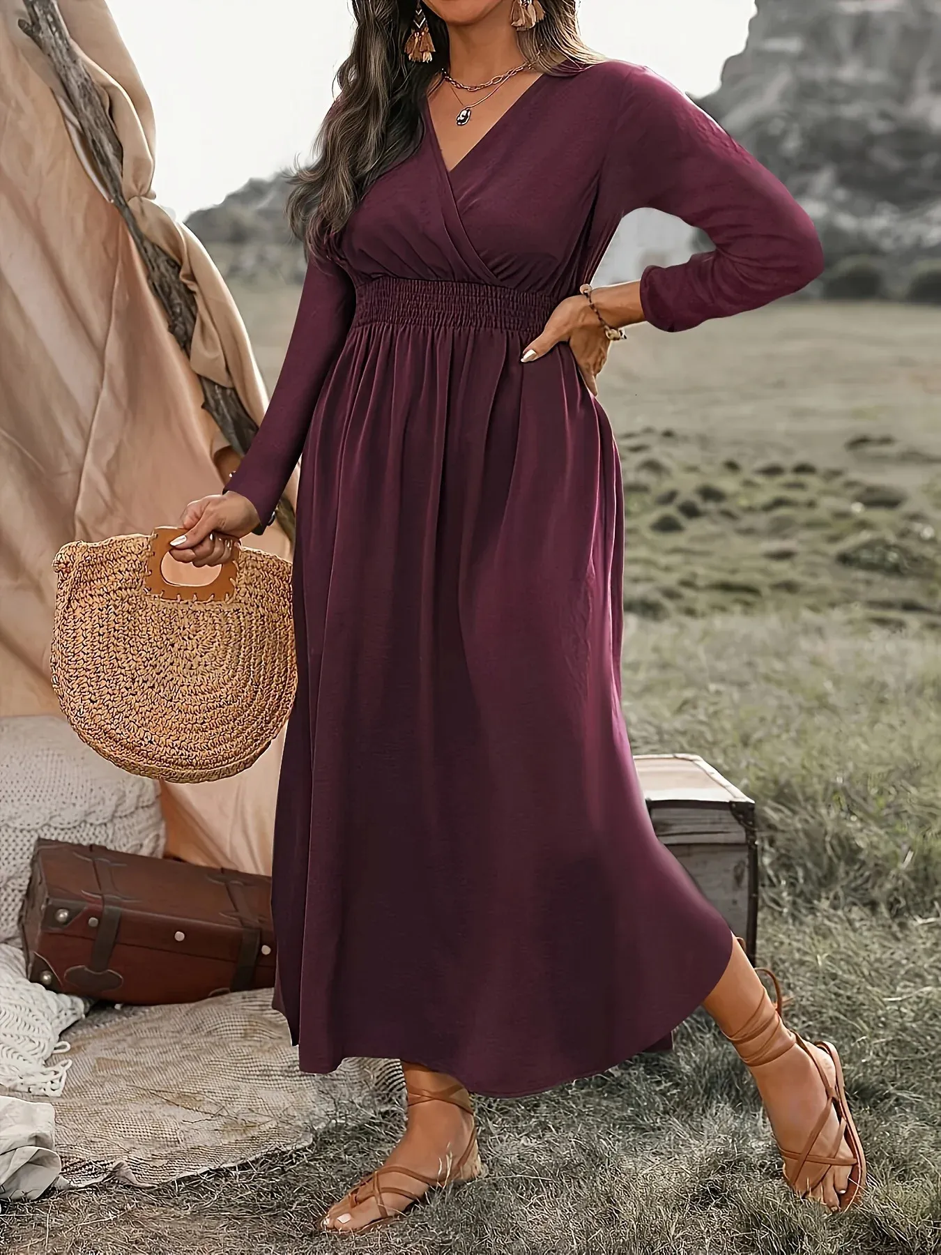 Plus Size Floor-Length Knit Tunic Dress with V-Neck and Short Sleeves for  Autumn from Dhgate Urban Sexy Dresses - price 29.8