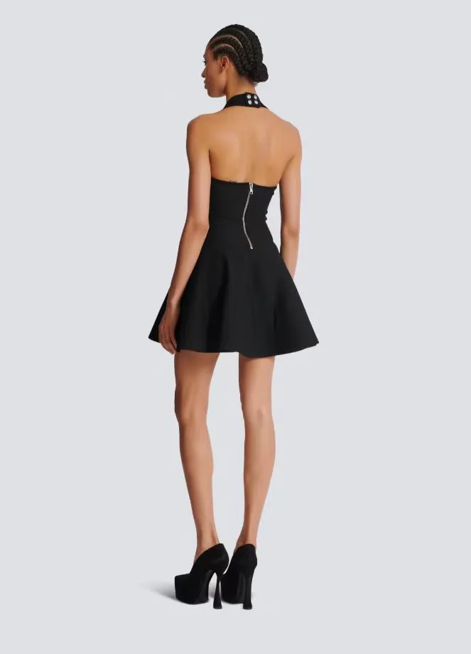slim fit dress slacks ASHLEYlauren 4927  Satin Mini Dress with Beaded Mesh Bodice