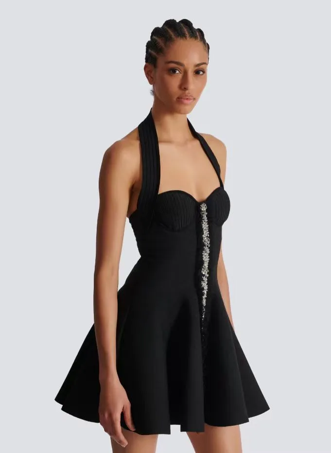 Birthday dress for women halter collar sleeveless fitted mini dress  polyester cotton blend black from Dhgate Urban Sexy Dresses - price 105.53