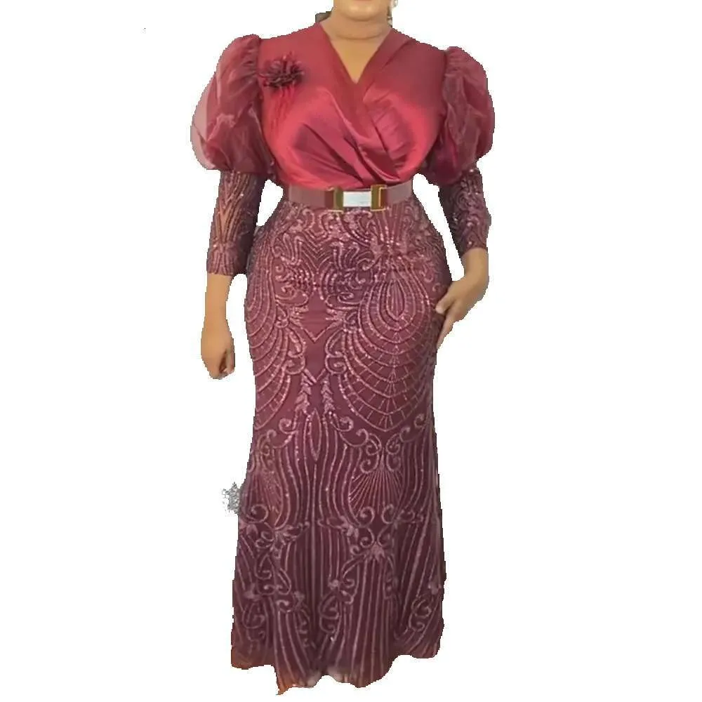 Abito Lungo Africano In Pizzo – Dashiki Musulmano, Stile Abaya Dubai, Caftano Da Festa - 3