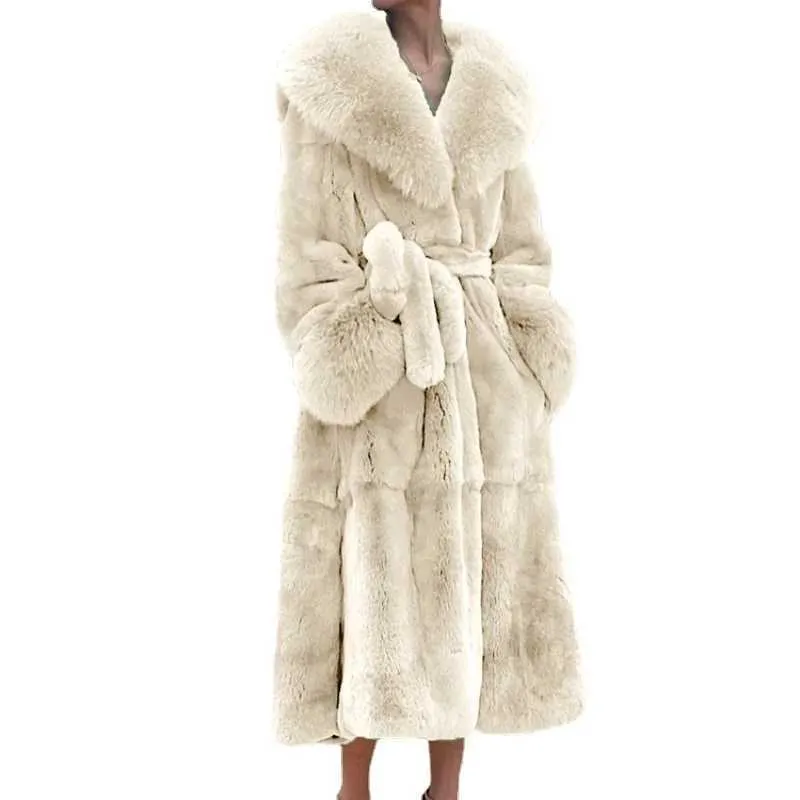 Womens Ultra Thin Faux Fur Long Winter Coat In Mink, 5XL, H240920