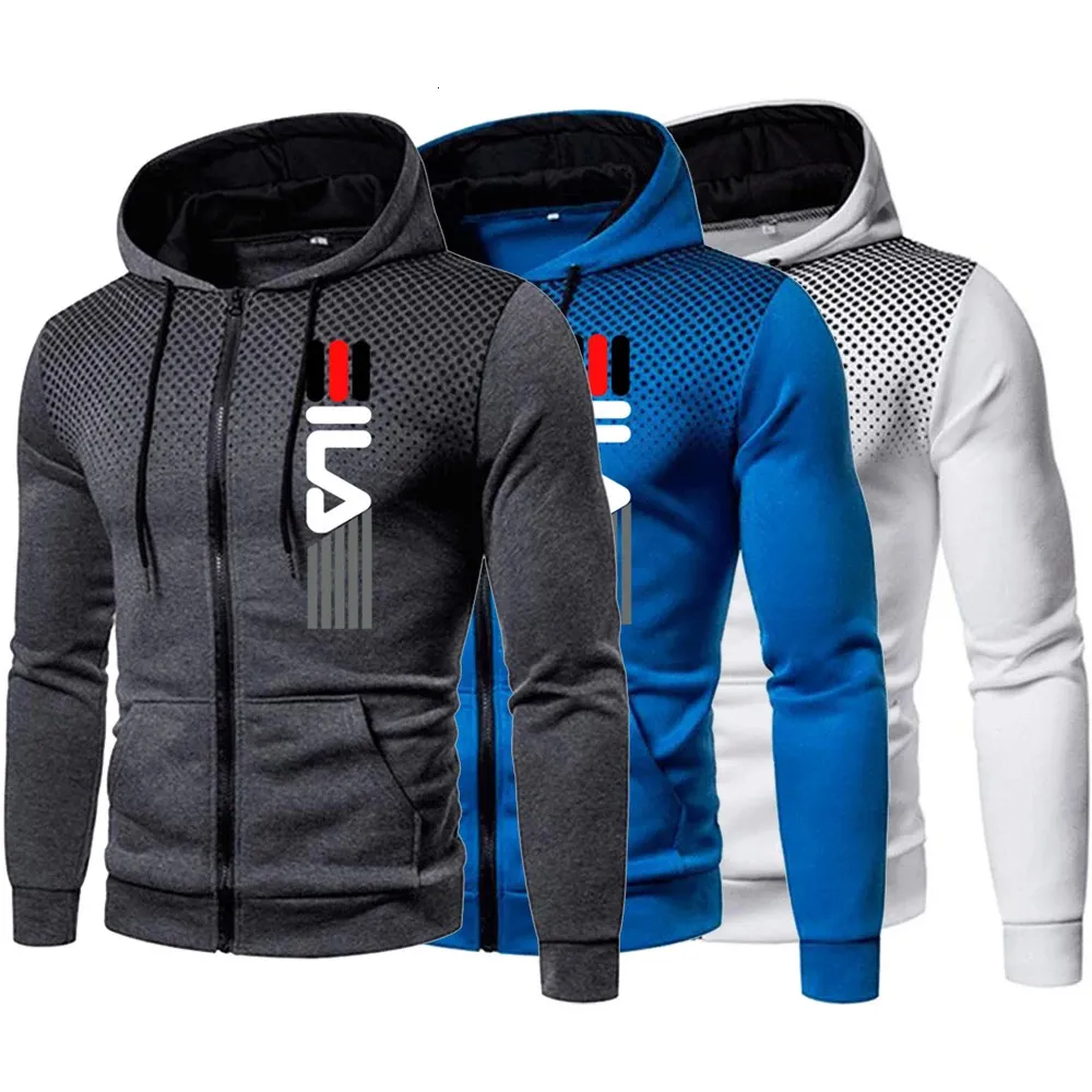 Men's Graphic Zip-Up Hoodie with Pockets