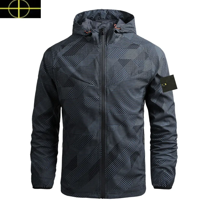 Stone Jacket 23s Spandex Windbreaker Coat for Men with Hooded