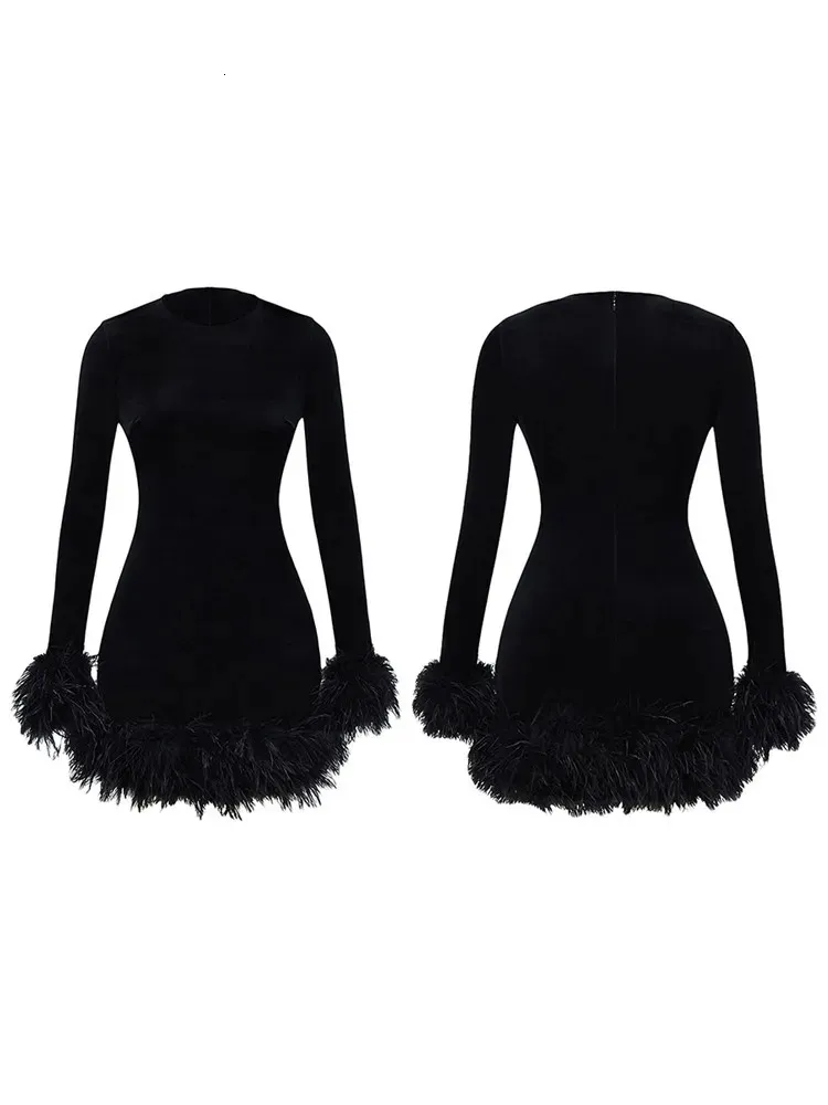 white christmas dresses Claudine Black Velvet Long-Sleeved Ruffled Mini Dress – Club L London main image 0