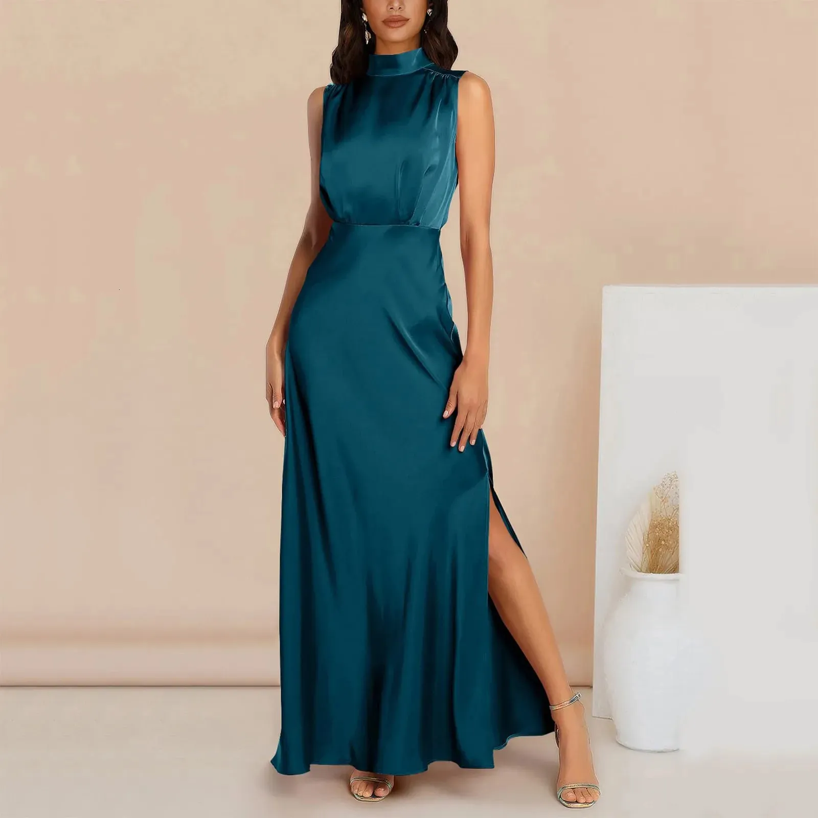 flowy midi dress formal Sky Blue Floral Print Deep V Neck Puff Sleeve Flowy Dress Sky Blue / M main image 0