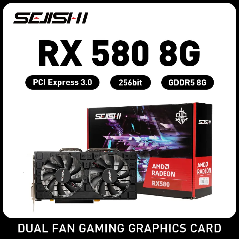 SEJISHI AMD RX580 8GB GDDR5 Gaming Graphics Card 256 Bit PCIe 3.0 ...