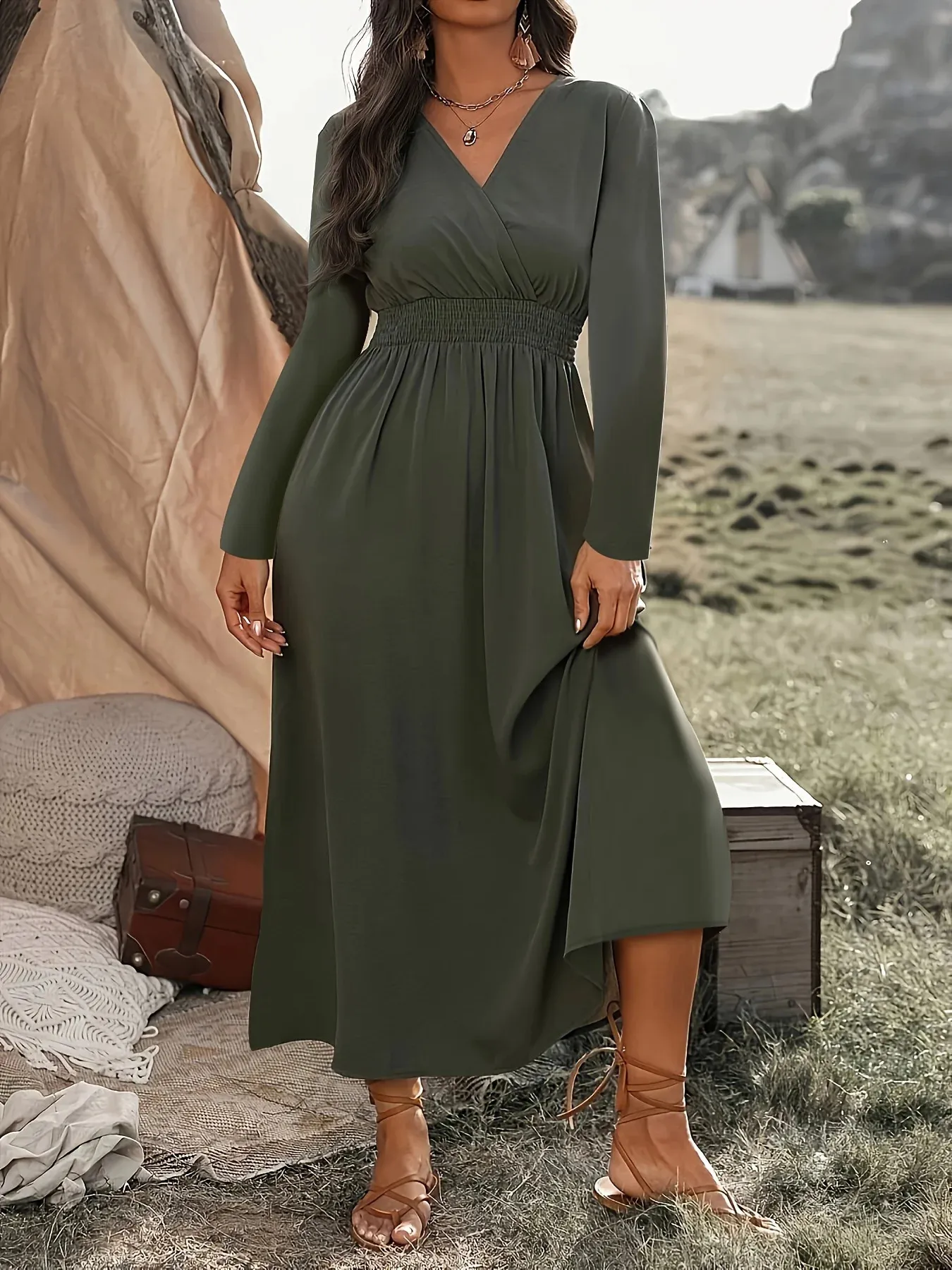 Plus Size Floor-Length Knit Tunic Dress with V-Neck and Short Sleeves for  Autumn from Dhgate Urban Sexy Dresses - price 29.8