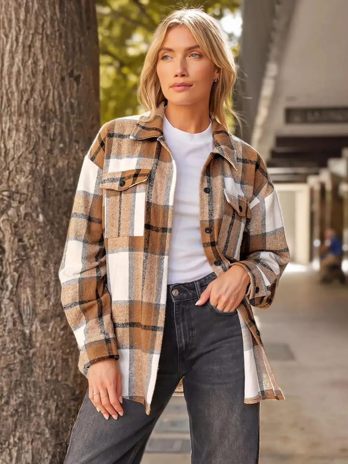 Womens Flannel Jacket Outfit Ladies Autumn Jackets: Womens Plaid