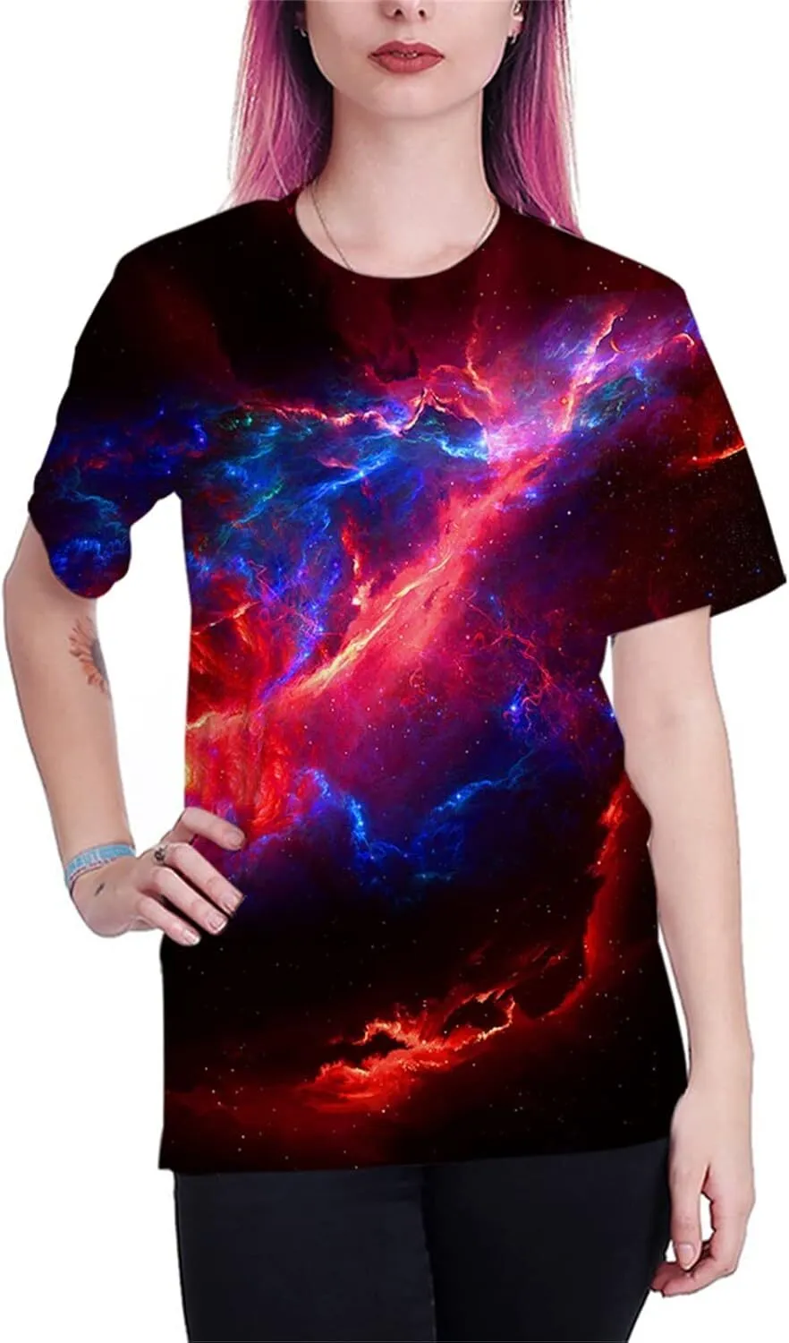 Sportbull Galaxy T-Shirt For Men - 3D Printed Nebula Design, Relaxed Fit Short Sleeve Tee - View #2