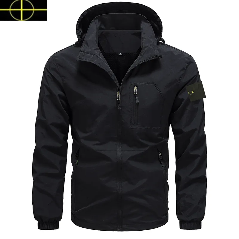 Stone Jacket 23s Spandex Windbreaker Coat for Men with Hooded