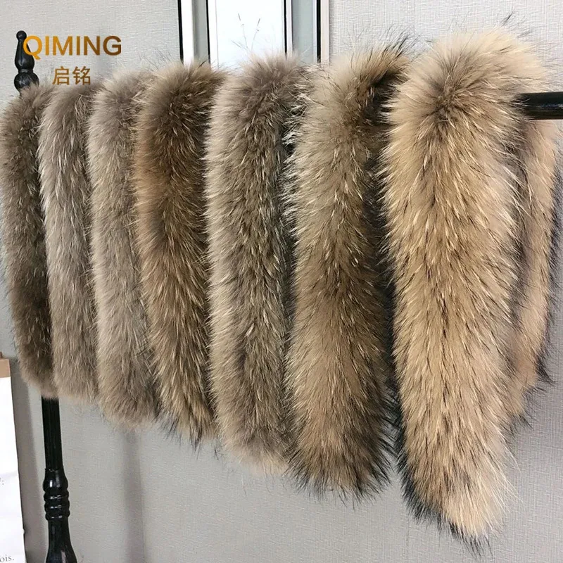 100% Real Oversized Raccoon Fur Collar Scarf/Shawl/Wrap – Neck Warmer Women