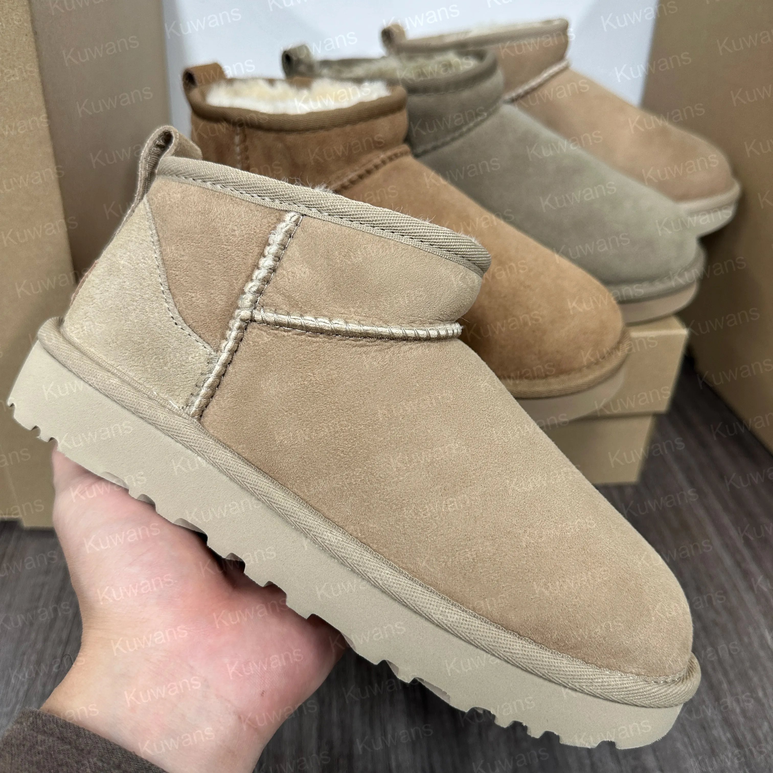 ミドルブーツ UGG Women Boots 1116109SAND Beige Classic Ultra Mini Mens Snow Boots With Platform And Fur For