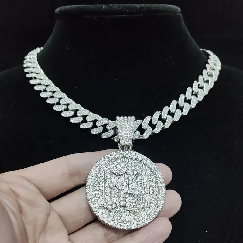 240927 Hip Hop Number 69 Pendant Necklace Crystal From Niao05