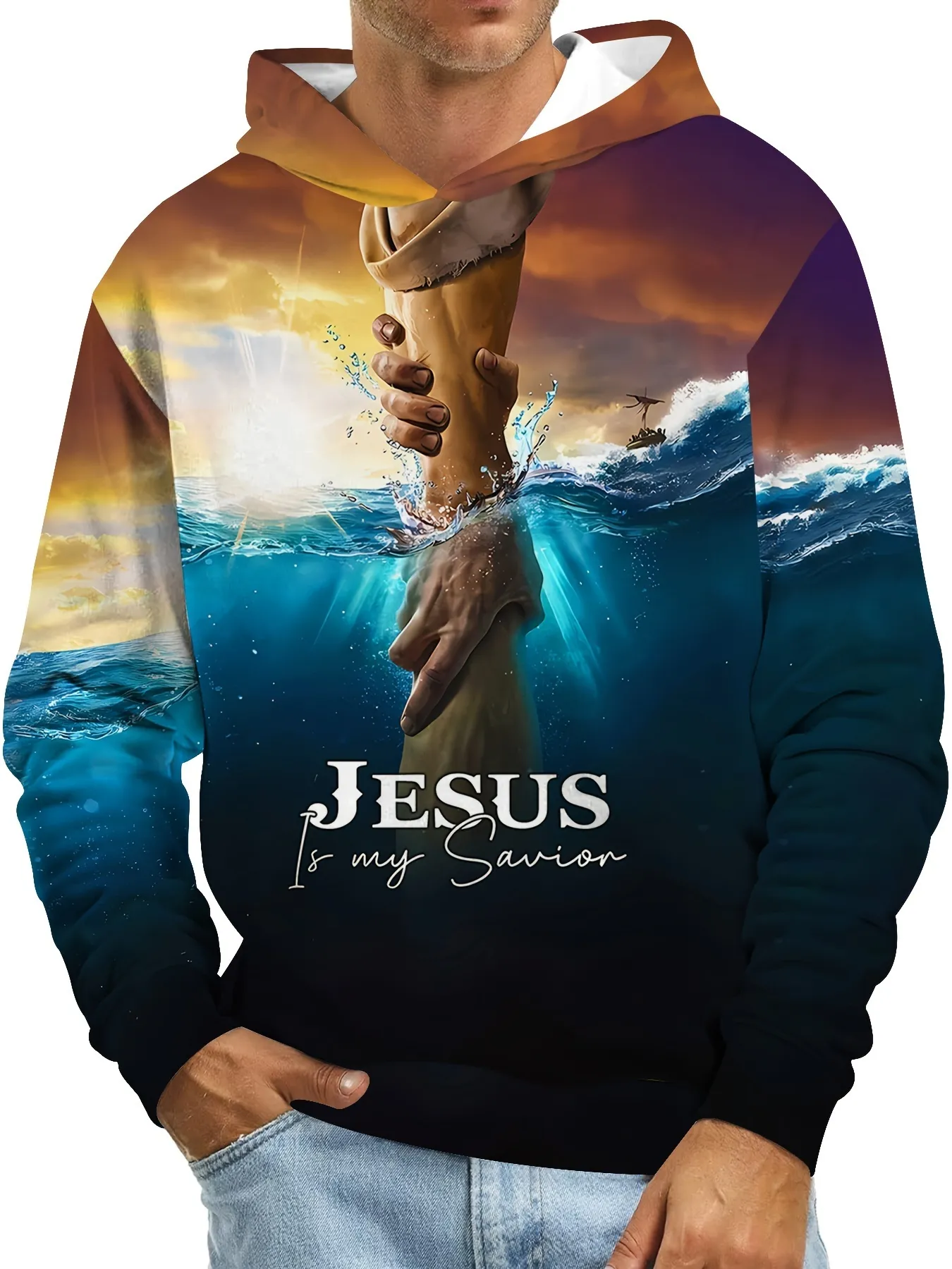 3D Printed Hoodie Sweatshirt For Men, Casual Spring/Fall Polyester