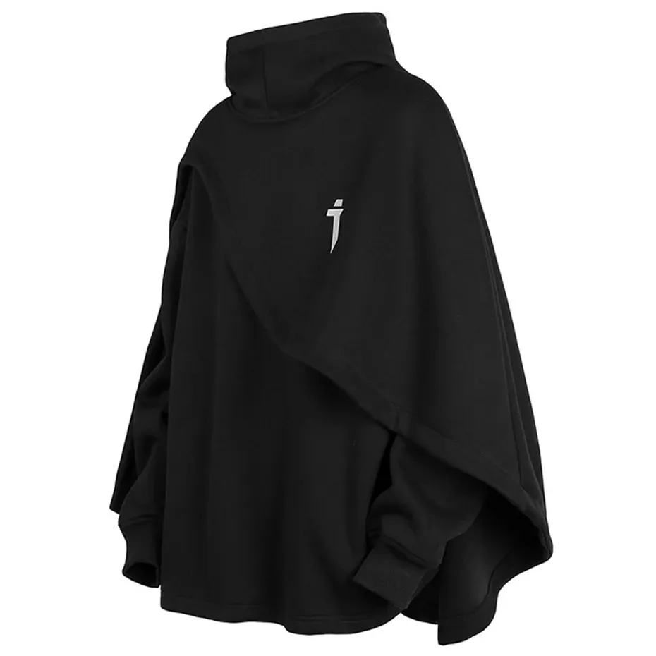 お礼や感謝伝えるプチギフト Techwear Streetwear Cloak Hoodie: Black & Gray Unisex 冷え対策・保温グッズ