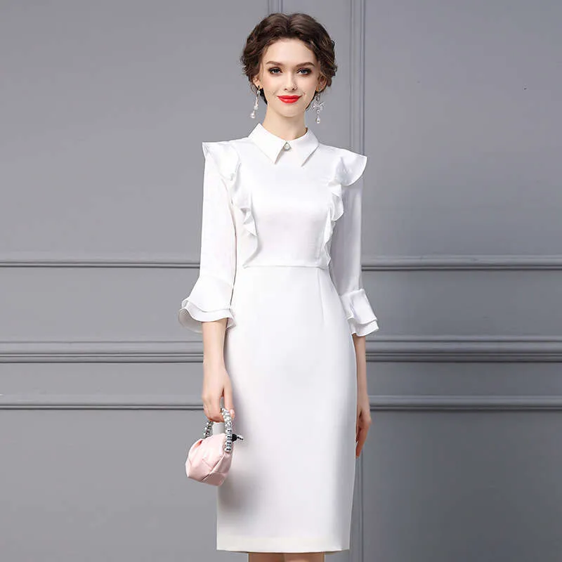 slim fit dress slacks Lady Black Tie - Autumn Gown - Off-White Stretch Spandex Satin Halter Fitted Dress main image 0
