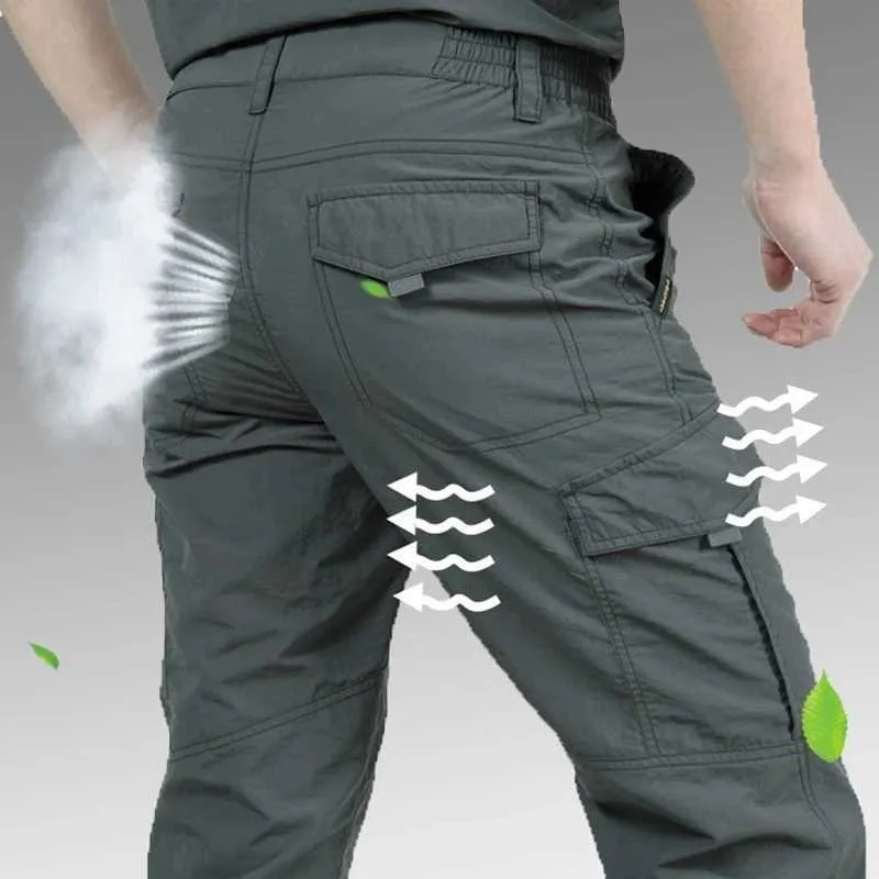 eisirim1 Army Tactical Cargo Pants Men Waterproof Quick Dry Breathable Lightweight Long Trousers male Casual Slim Thin Trousers M240924