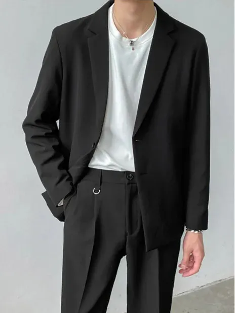 Veste De Costume Décontractée Homme – 1 Bouton, Légère, En Polyester – Taille XXXL, Couleur Noir – Style Blazer élégant Casual