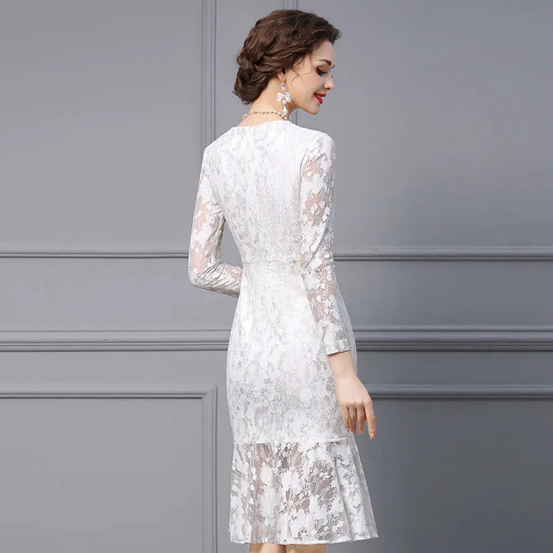 chinese dress ladies Neda Black Lace Fishtail Dress – Vavavoom.ie main image 1