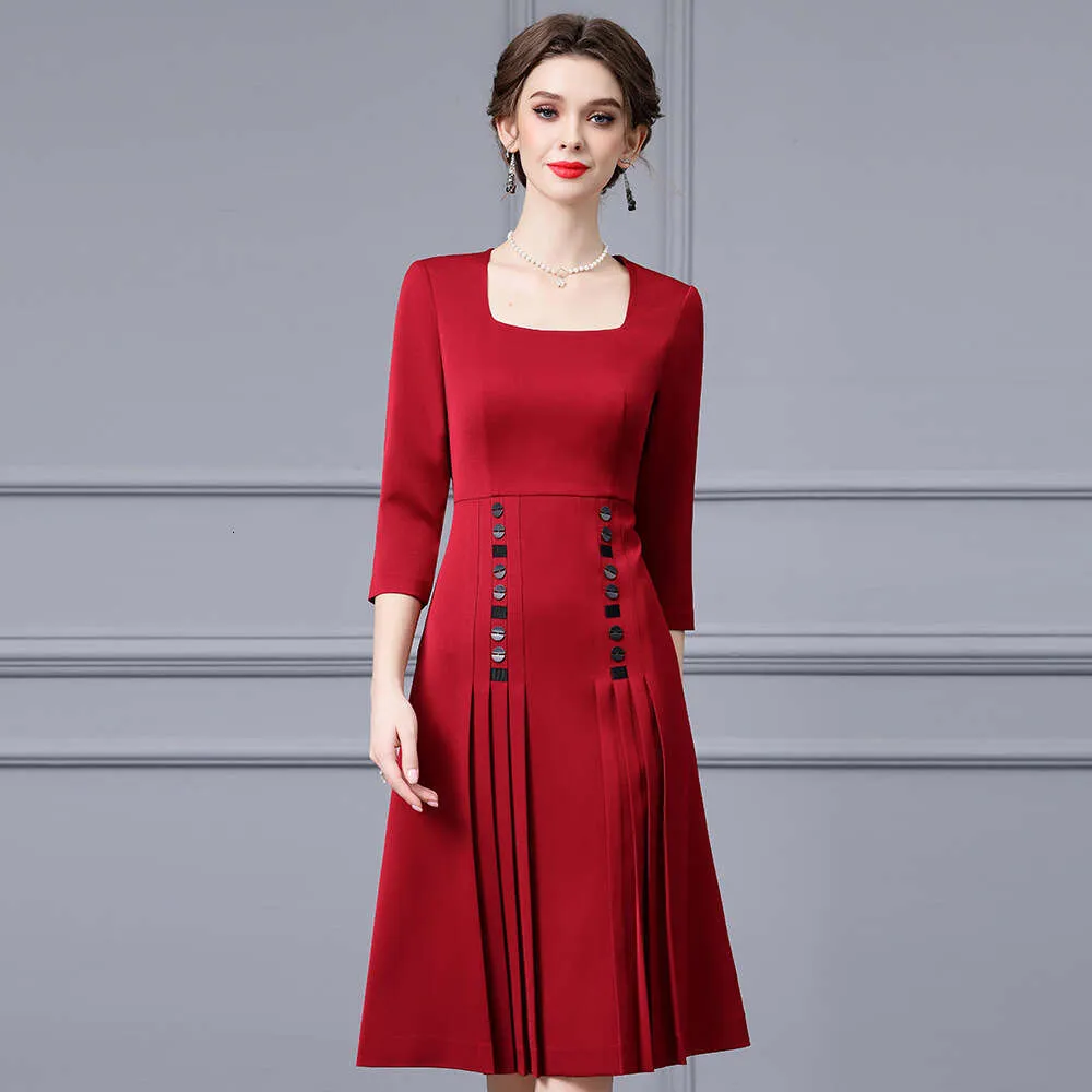 chinese dress ladies Georgia Square Neckline Midi Dress Red