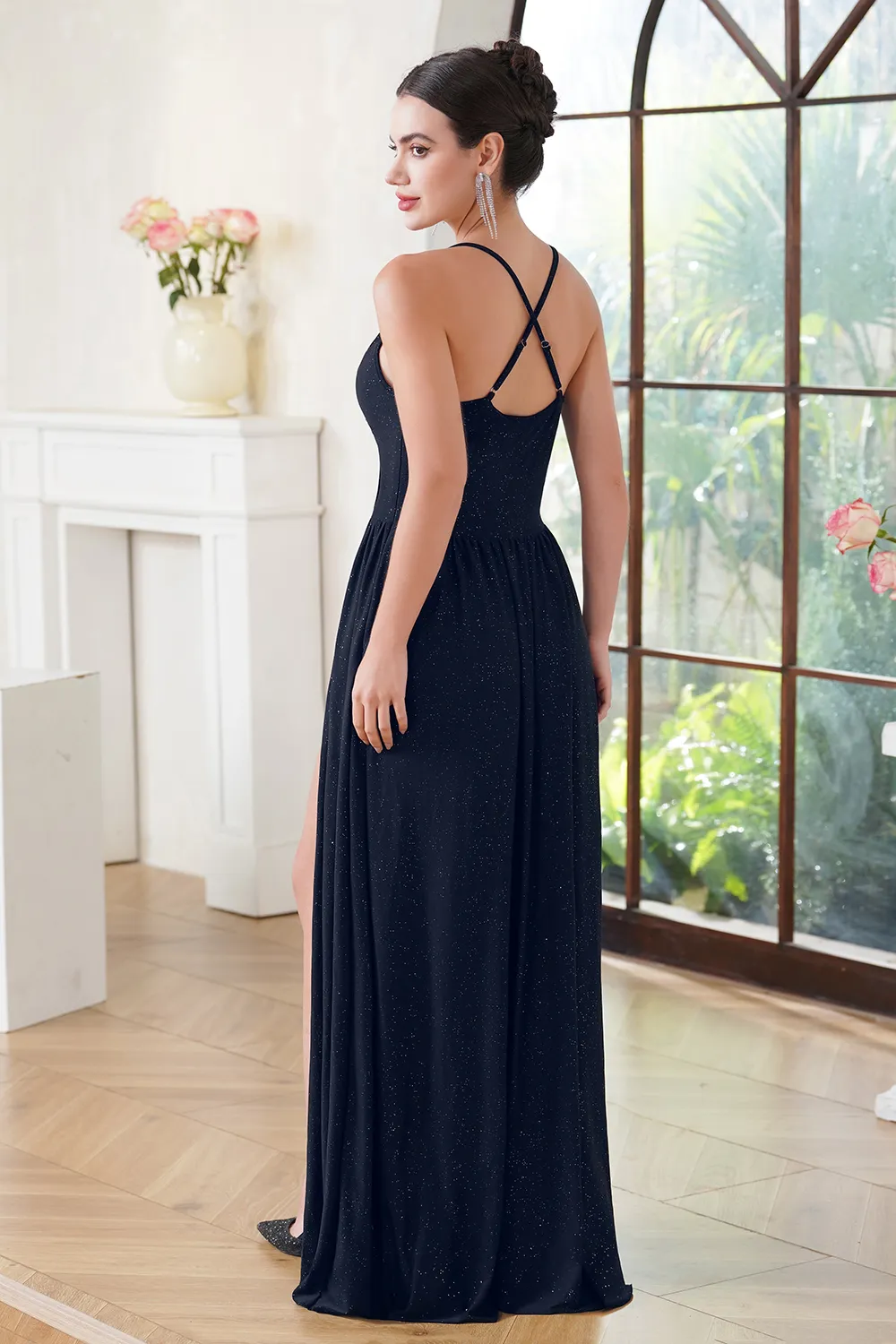 slim fit dress slacks Midnight Elastic Waist Midi Dress S main image 1