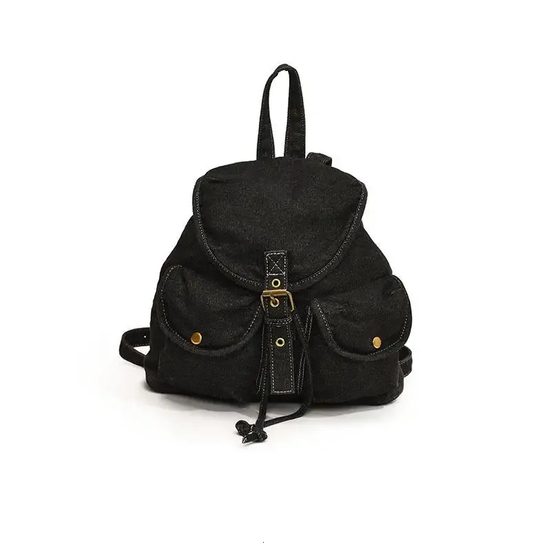 Mini PU Drawstring Backpack, Denim Style Rucksack From