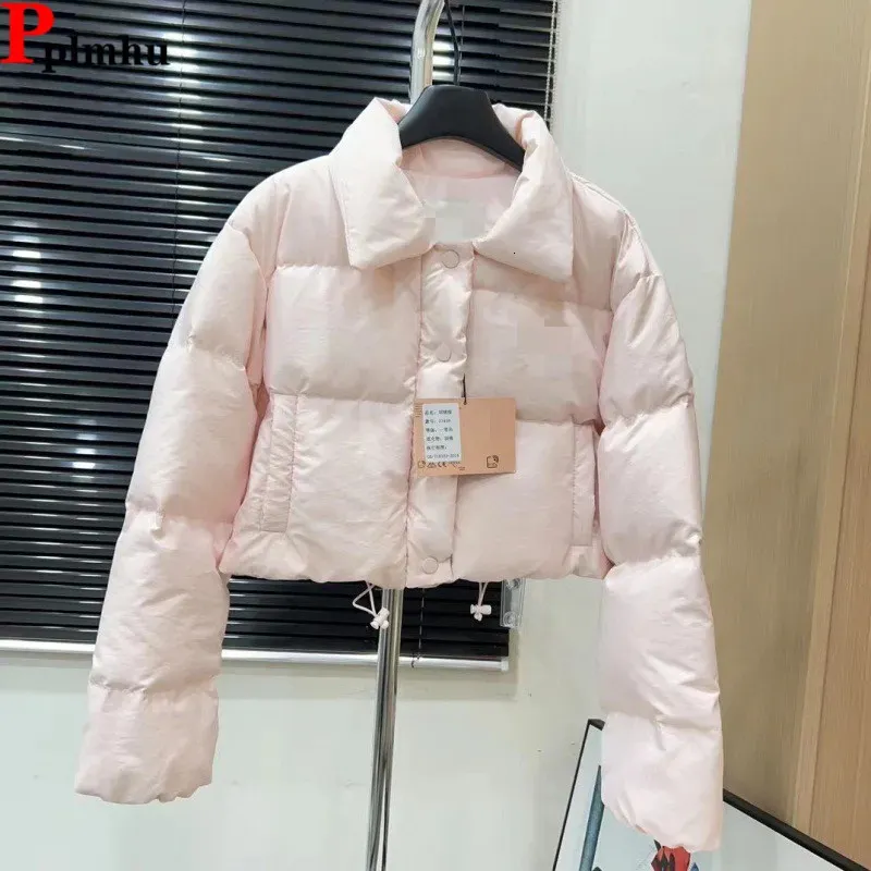 Pink Winter Jacket: Short, Elegant Down Cotton Coat Korean