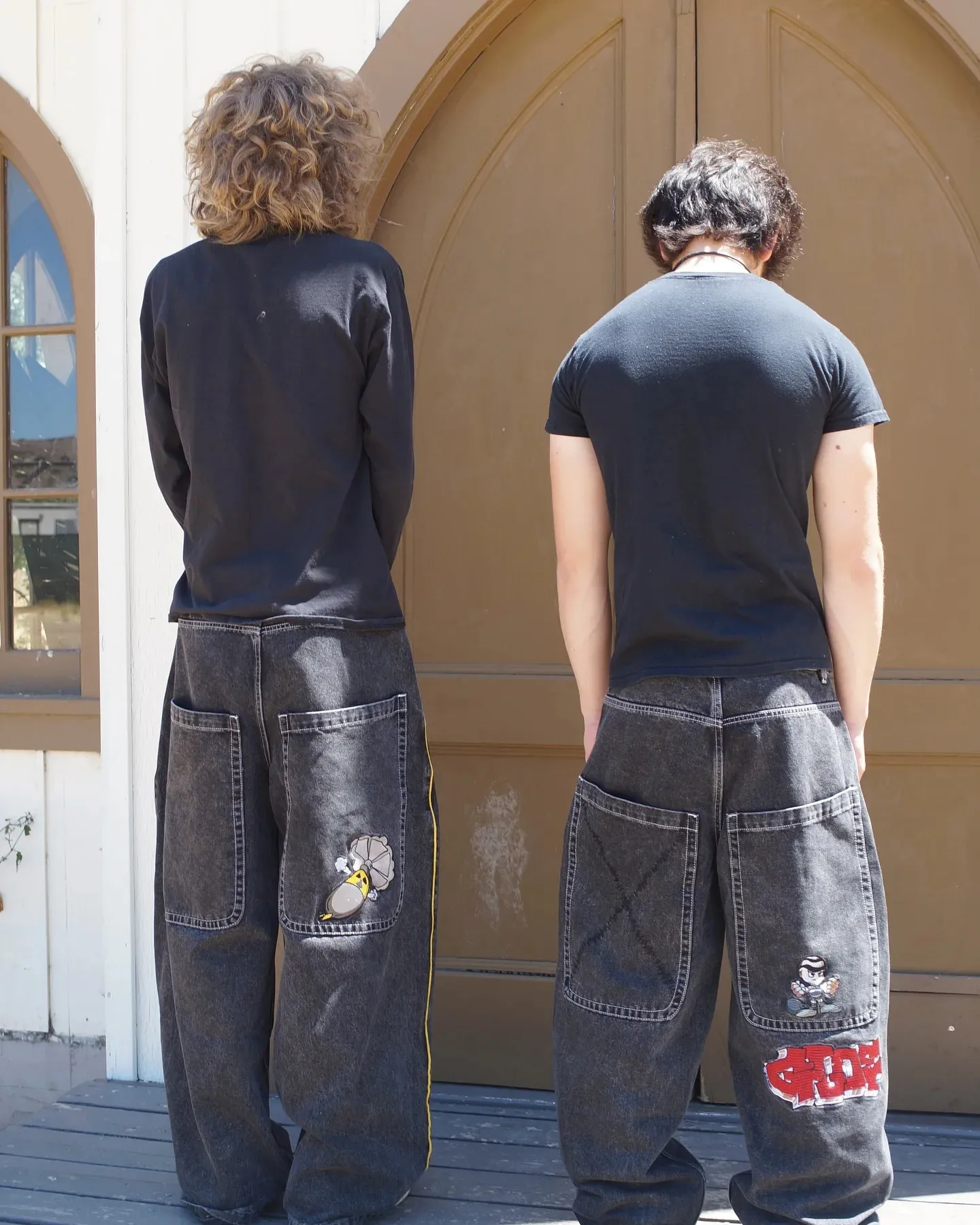 Vintage American High Street Embroidered Jeans With Black Pocket