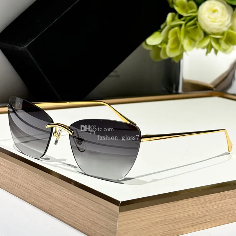 Rimless Cat Eye Sunglasses with Titanium Alloy Half Frame  display picture 3