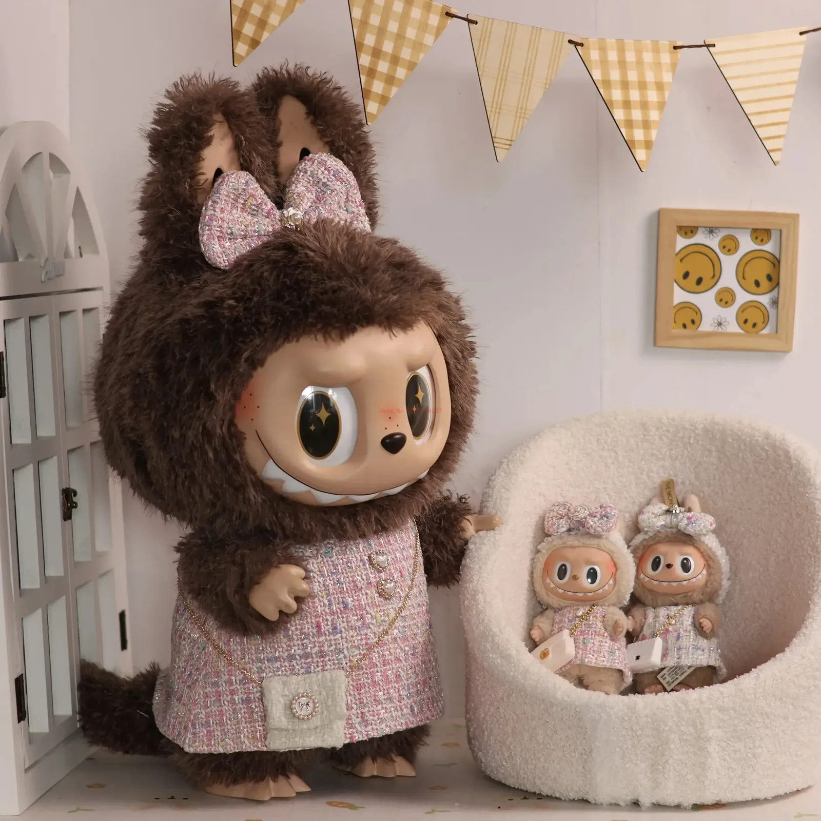 Mocomoco ベージュ Zimomo Labubu Enamel doll doll set - 58cm Large Celebrity