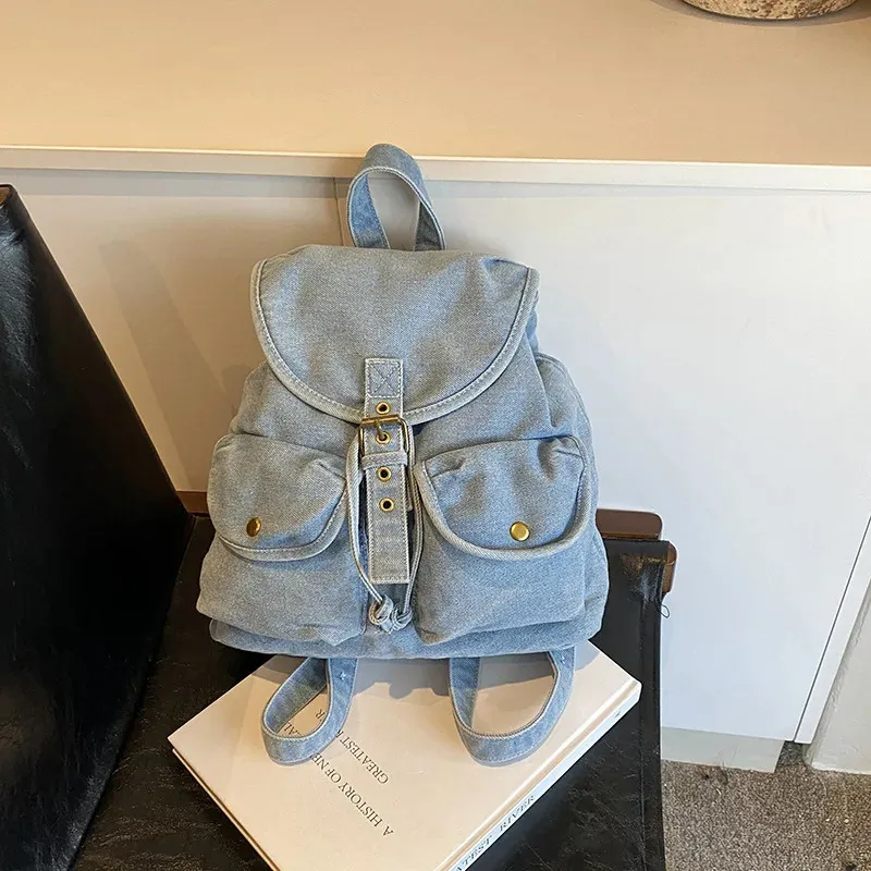 Mini PU Drawstring Backpack, Denim Style Rucksack... From  display picture 1