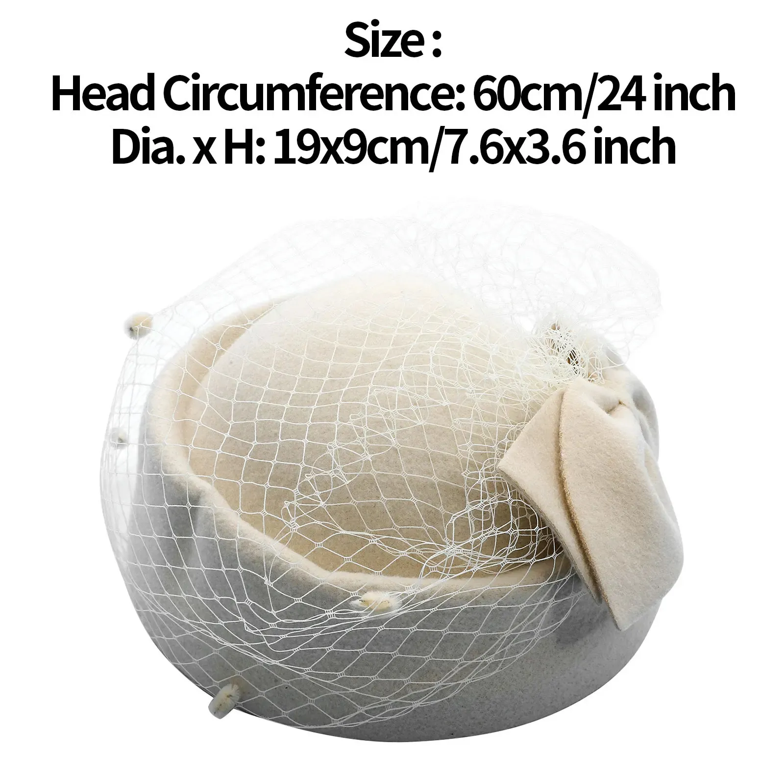 Women\'s British Style Pillbox Church Derby Wedding Winter Vintage Veil Hat White S4f2cd9c504d44b14a74d5ba9f335c  main image 4