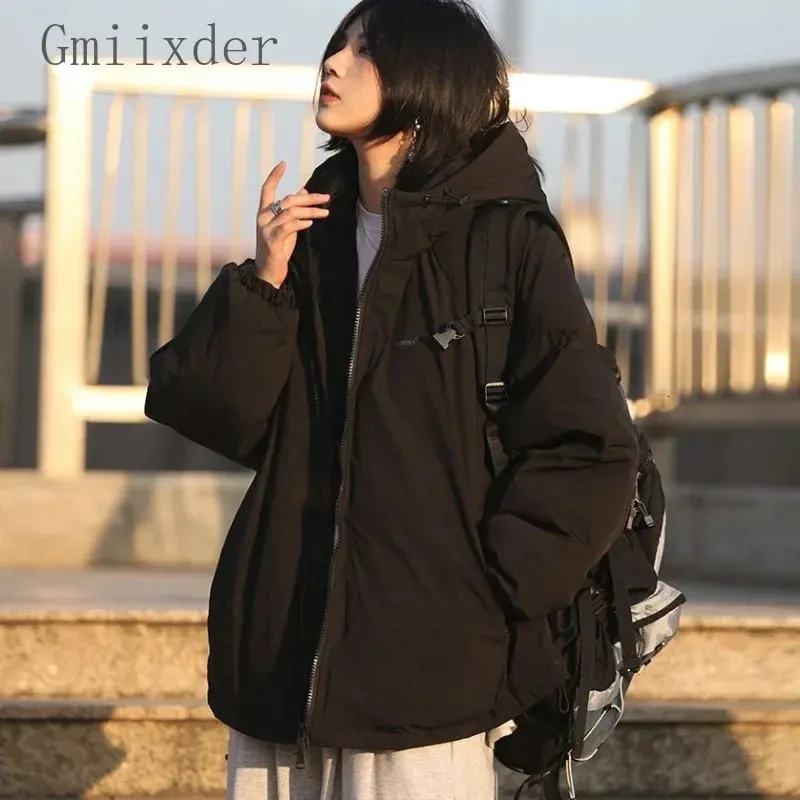 Preppy Padded Jacket Japanese Style Thick Plush Zipper Parkas