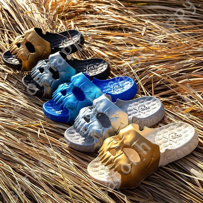 Skull Cloud Slides: Summer Beach Sandals, Y2k Flip Flops for Men