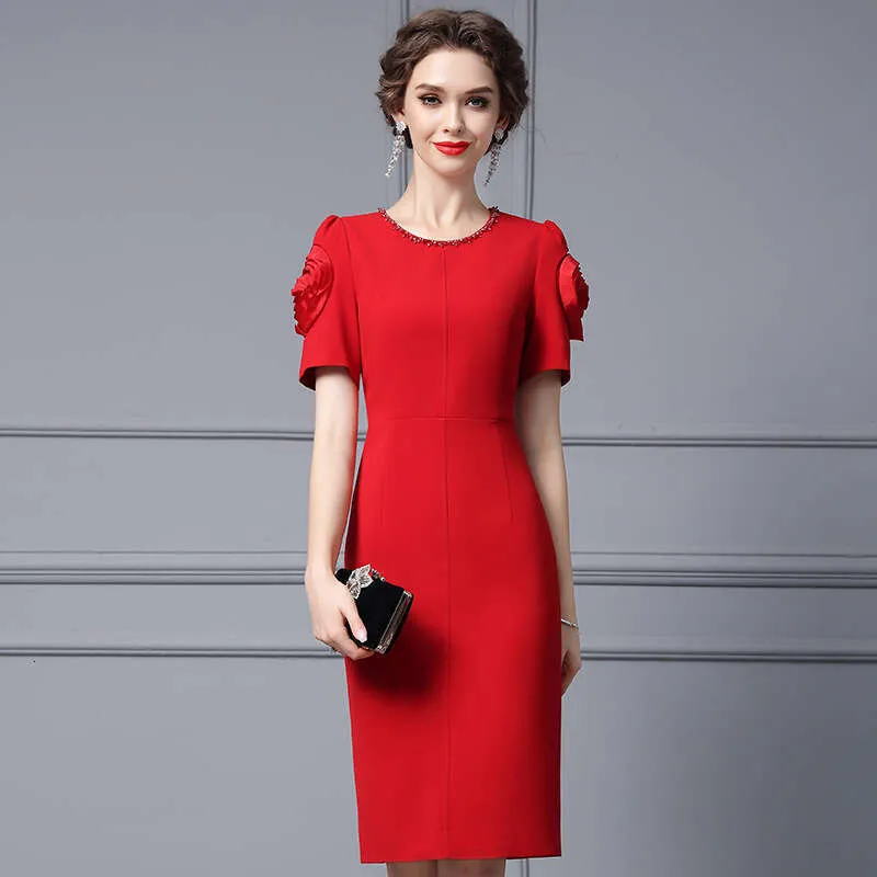 slim fit dress slacks Elegant Red Slinky Slip Dress main image 1