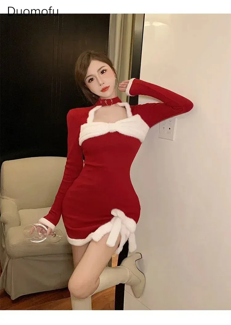 white christmas dresses Sexy Christmas Mini Dress Sequins Santa Claus Costume Red Fitted Party Dress, Red / M