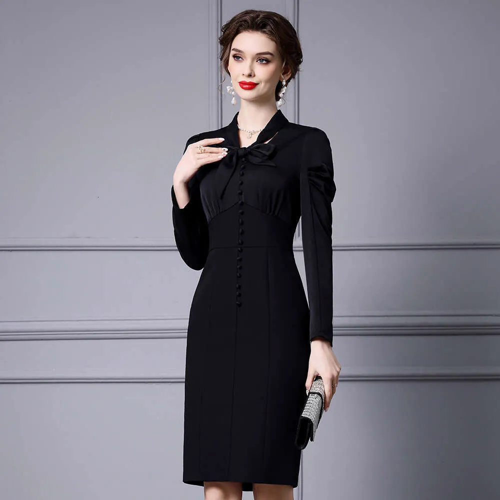 autumn black tie dress Berylove Women Black Tie Dress with Slit Spaghetti Straps Sheath Long Formal Dress, Black / US6 main image 1