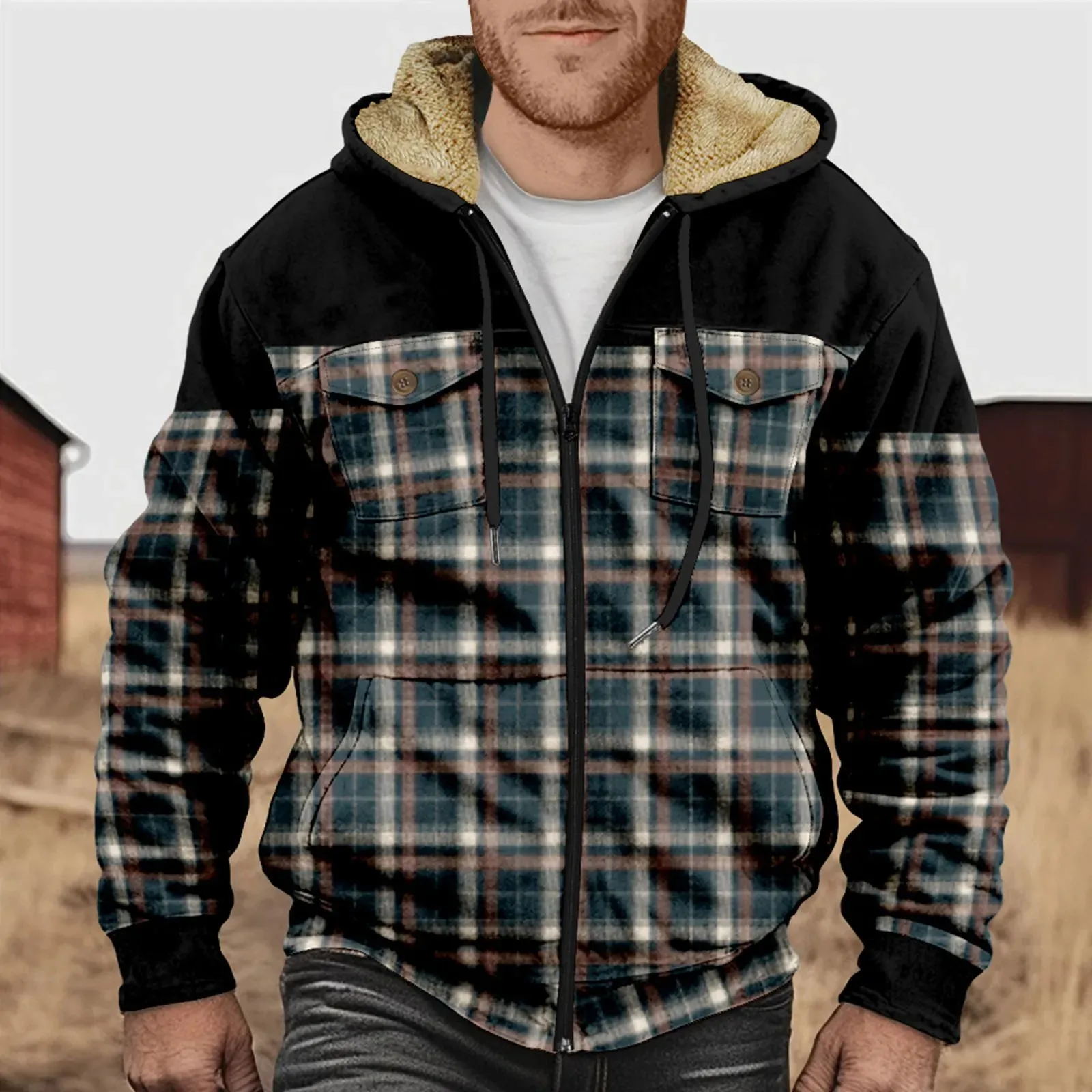 Men's Wool Lined Flannel Sherpa mens jackets with