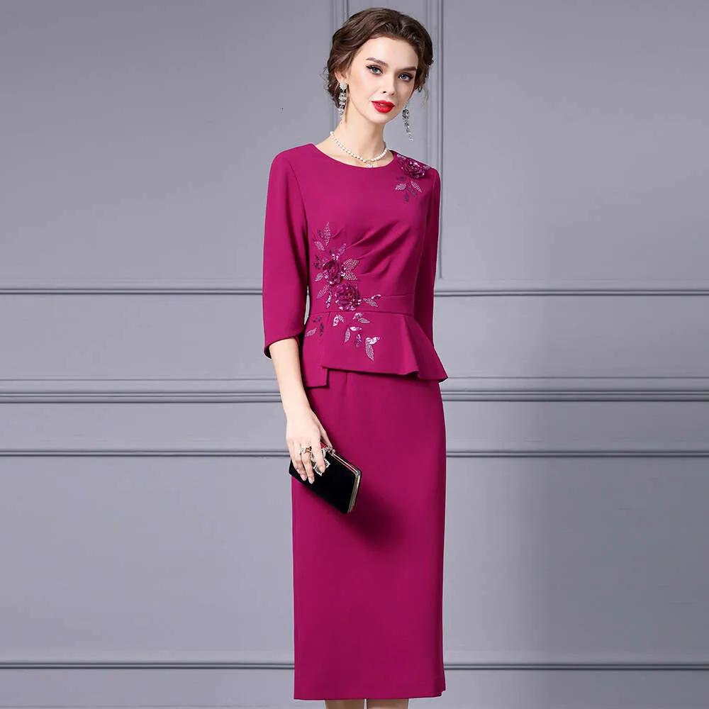 magenta peplum dress Magenta sequin peplum Kylia Campbell Designs