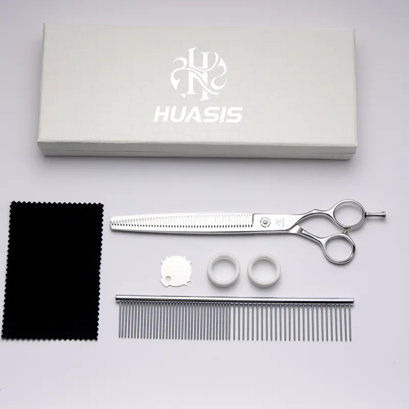 Professional 8 inch Straight Dog Grooming Scissors 50T Safety Noiseless Pet Thinning Shears 2024 JP 440C