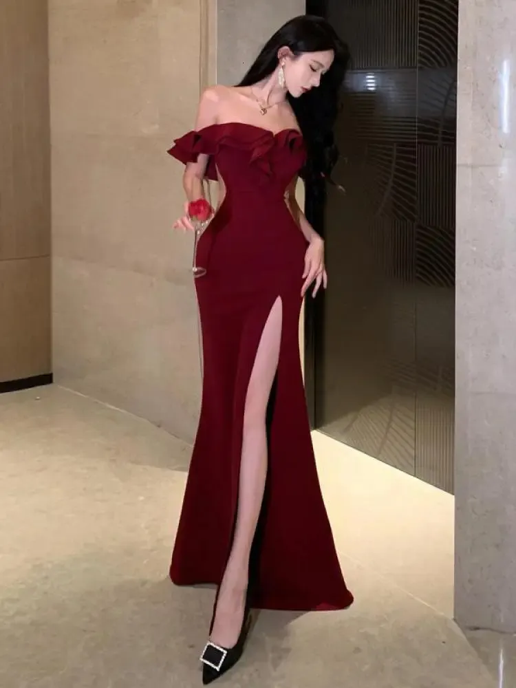 Red strapless chiffon floor-length pleated hem evening dress with short  sleeves for women from Dhgate Basic & Casual Dresses - price 59.58