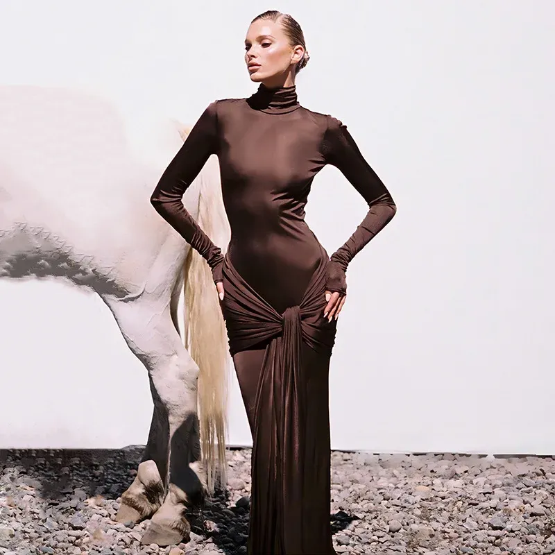long dress tight fitting Tight One-Shoulder Long Formal Dress main image 0