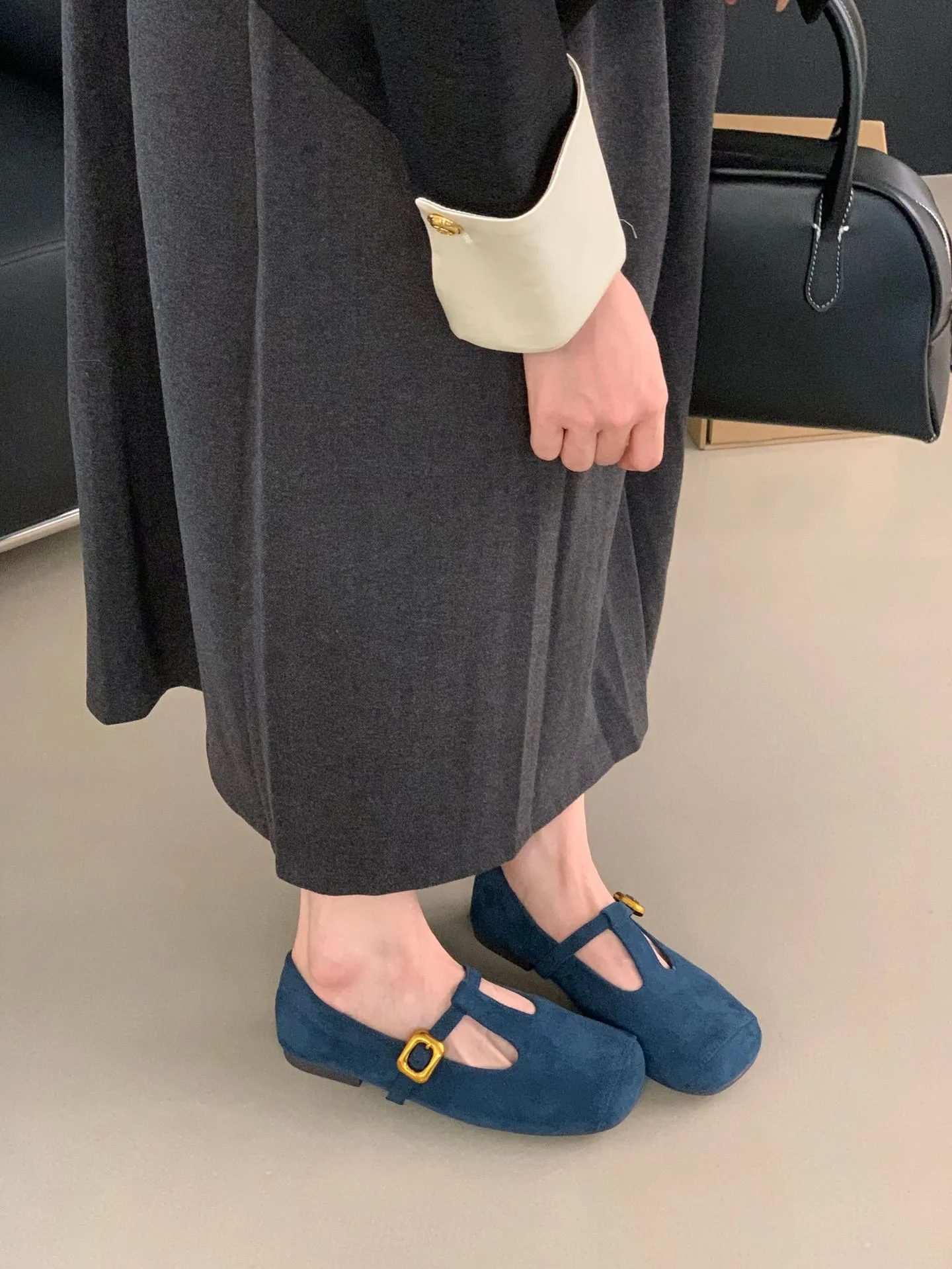 Besplatna dostava nove muške elegantne cipele balerinke dizajnerske cipele ženske okrugle cipele s niskom petom, polu-kopčač, ženske crvene plave smeđe_voghion.com