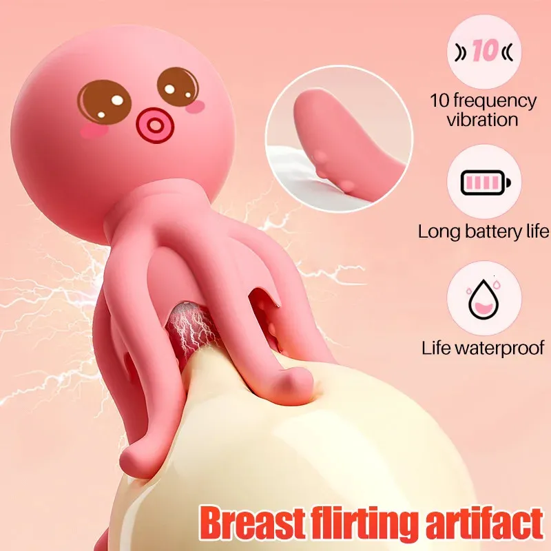Vibromasseur Pieuvre Langue Stimulante - Silicone, USB, Multi-vitesses, Pour Clitoris Et Téton