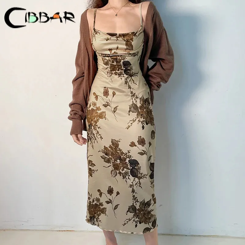 Vintage Floral Print Sleeveless square neck midi dress for Women - CIBBAR Y2K Vintage Strap, Aesthetic & Elegant Summer Party Long square neck midi Vintage Floral Print Sleeveless square neck midi dress for Women - CIBBAR Y2K Vintage Strap, Aesthetic & Elegant Summer Party Long square neck midi