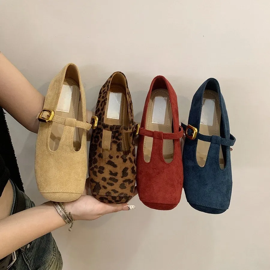 Besplatna dostava nove muške elegantne cipele balerinke dizajnerske cipele ženske okrugle cipele s niskom petom, polu-kopčač, ženske crvene plave smeđe_voghion.com